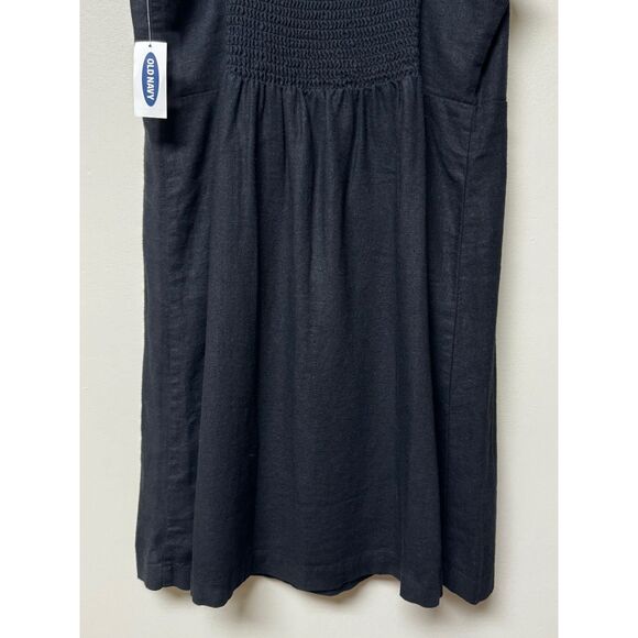 OLD NAVY Fit & Flare Linen Blend Black Smocked Back Ruffle Mini Dress - Picture 10 of 15